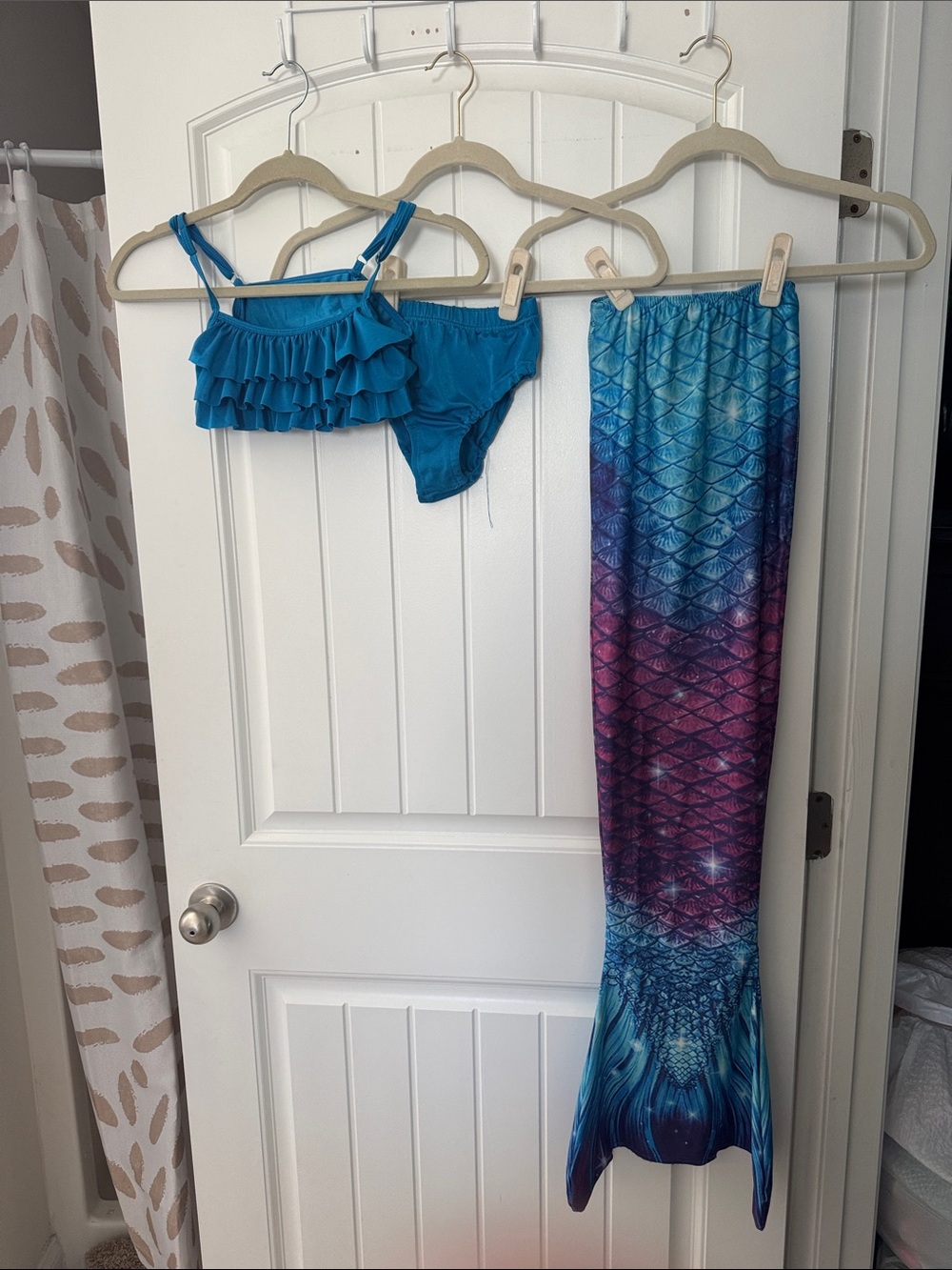 ShePretty Blue Ruffle Bikini Top, Bottoms and Ombre Mermaid Tail